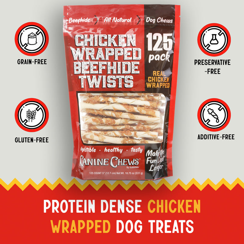 5" Chicken Wrapped Twist Sticks 125pk