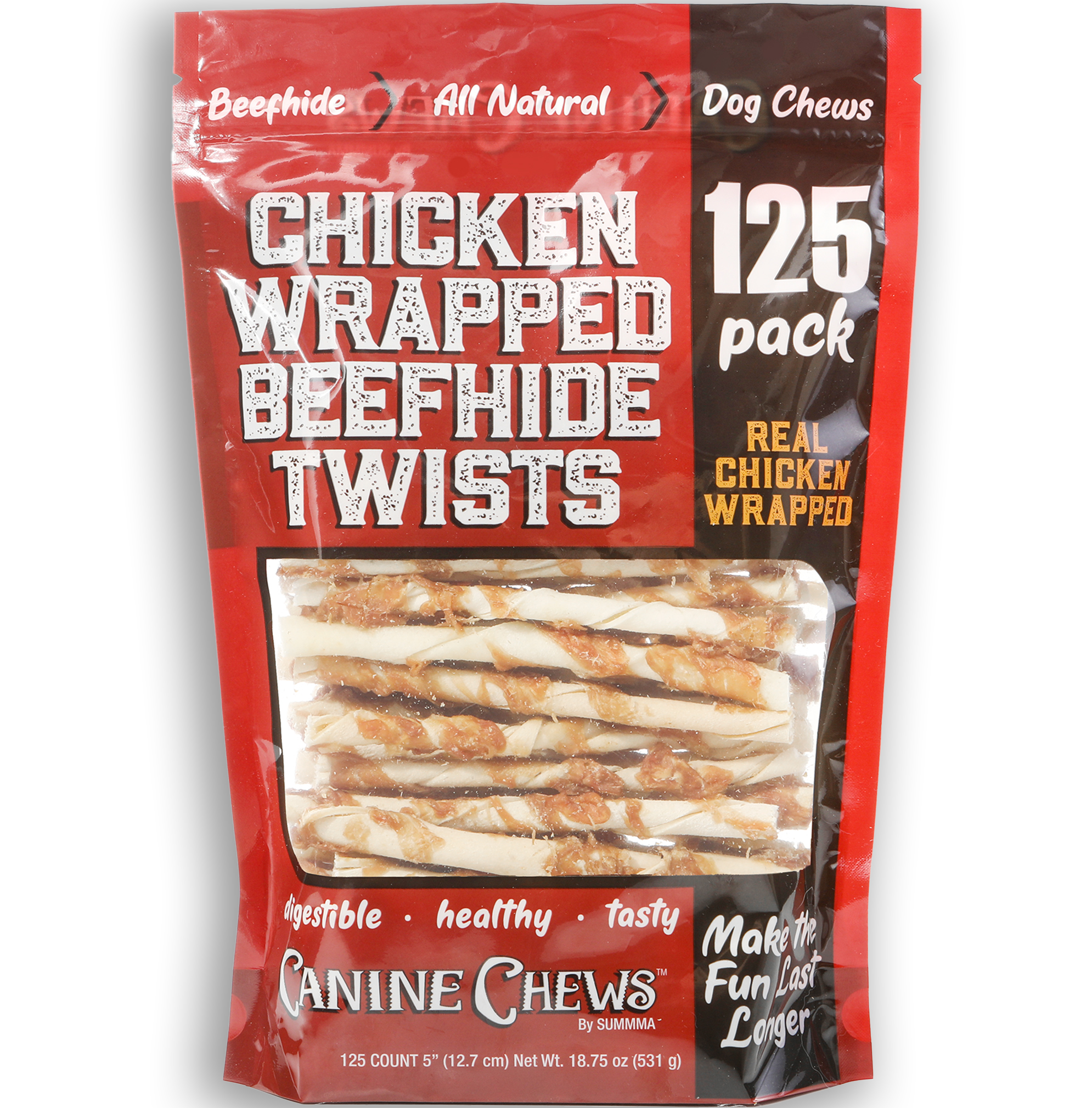 5" Chicken Wrapped Twist Sticks 125pk