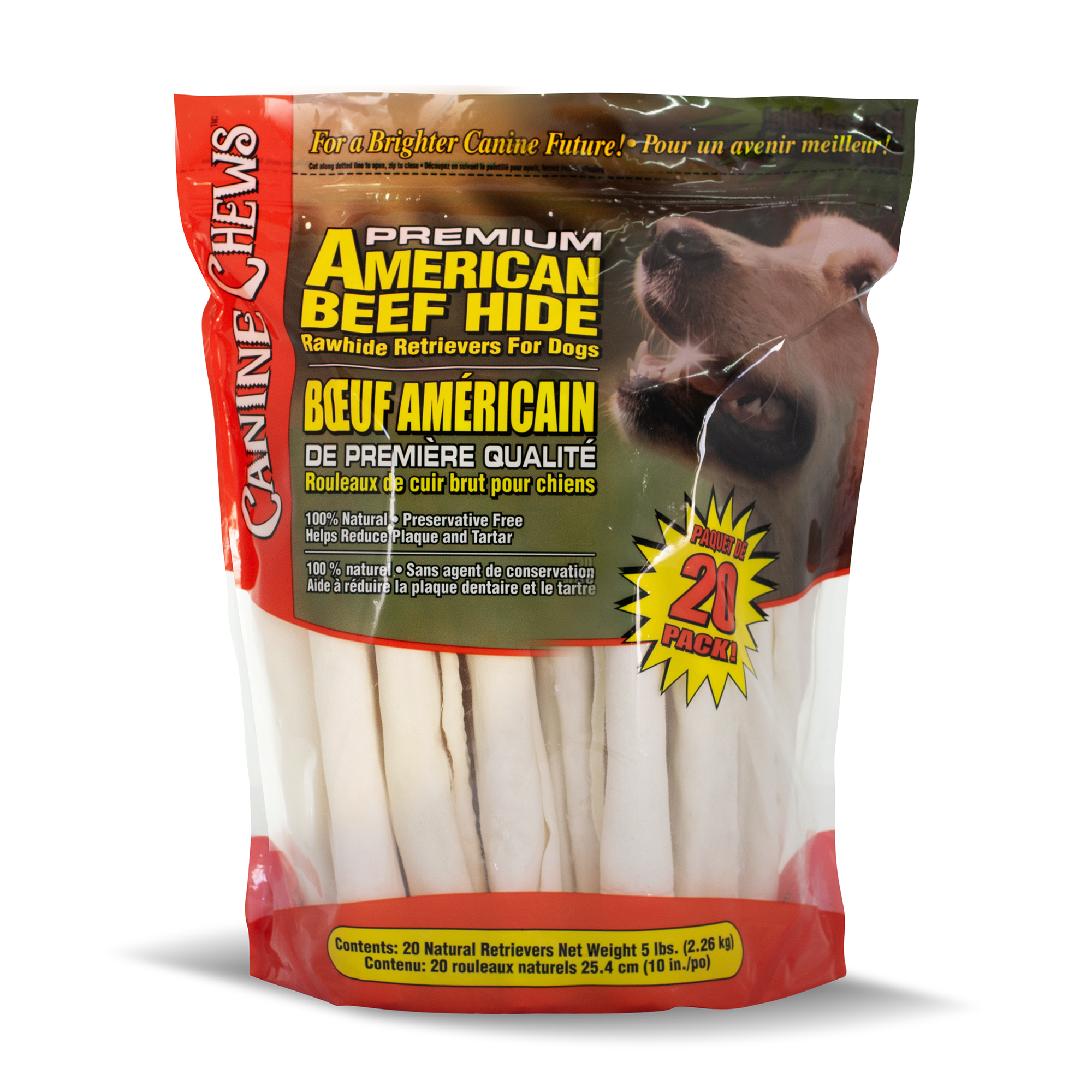 10-11" Retriever Roll Premium American Beef Hide 20pk (5 Lb)