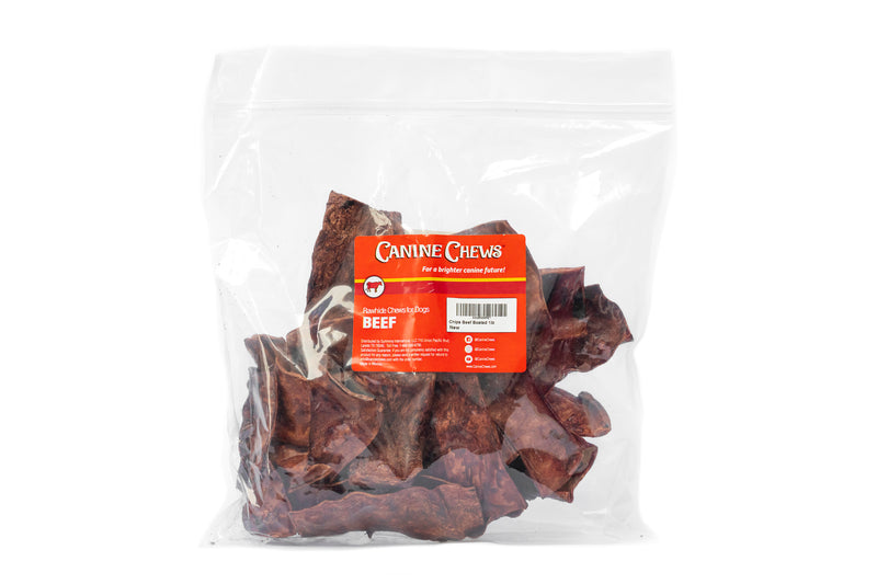 Canine Chews Beef Flavor Prime Cut Thick Chips for Aggressive Chewers Dog Chew Toy Beef Basted Rawhide Chip Slices 1 Pound