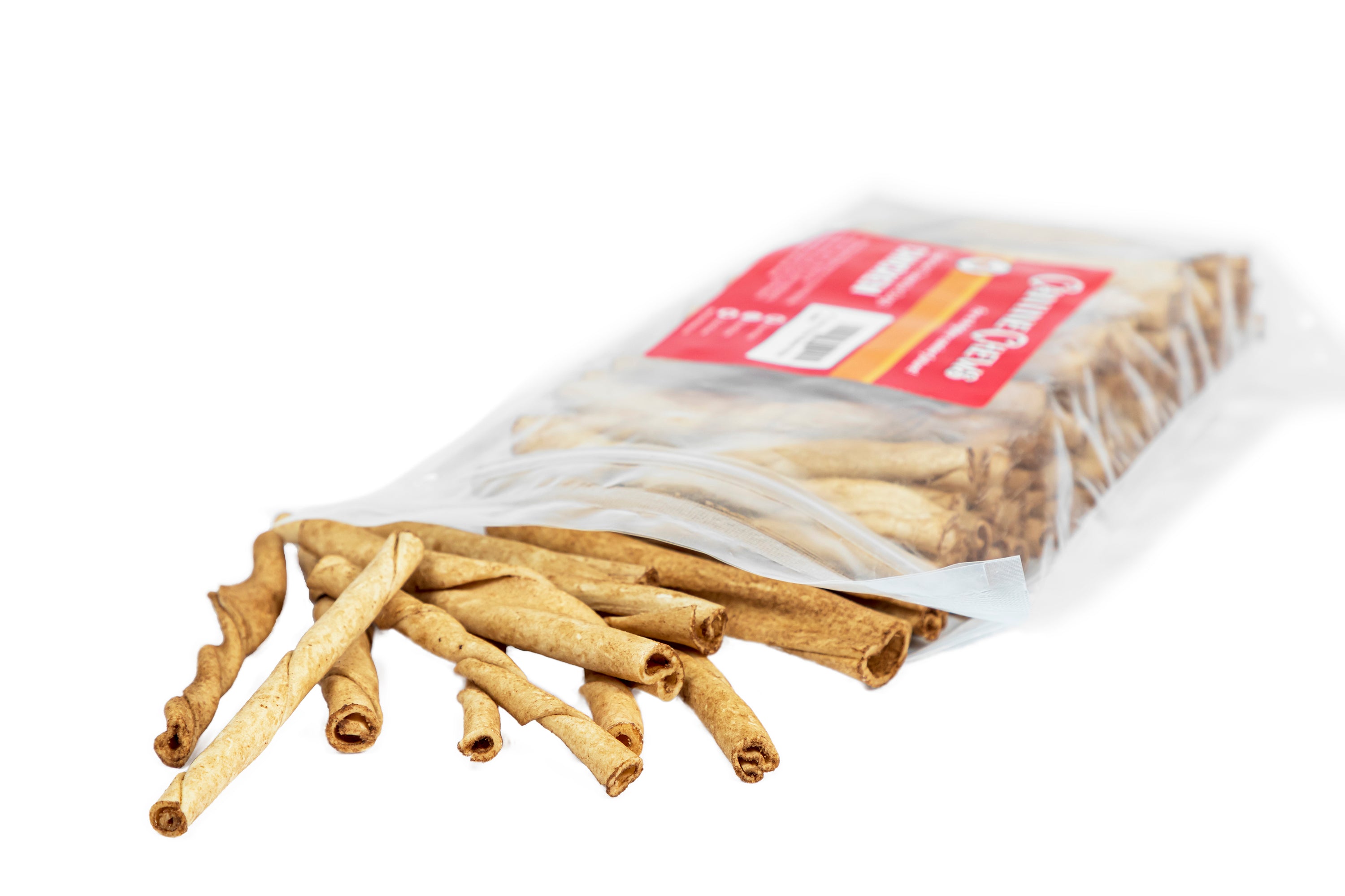 Canine Chews 5" Chicken Flavor Rawhide Stick Twists Long Lasting Dental Dog Treats (100 Pack)