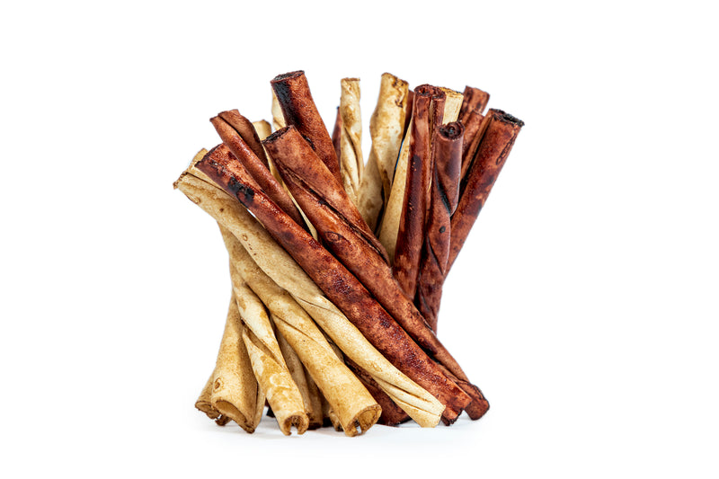 Canine Chews 5" Beef and Chicken Flavor Rawhide Stick Twists Long Lasting Dental Dog Treats