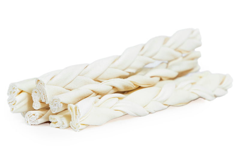 Canine Chews 10-11" Natural Rawhide Braided Dog Chew Toy (8 Pack)