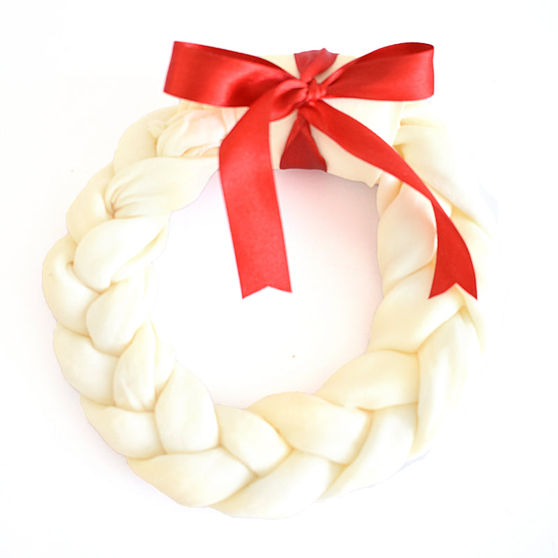 6" Holiday Braided Wreath with Red Bow 1pk