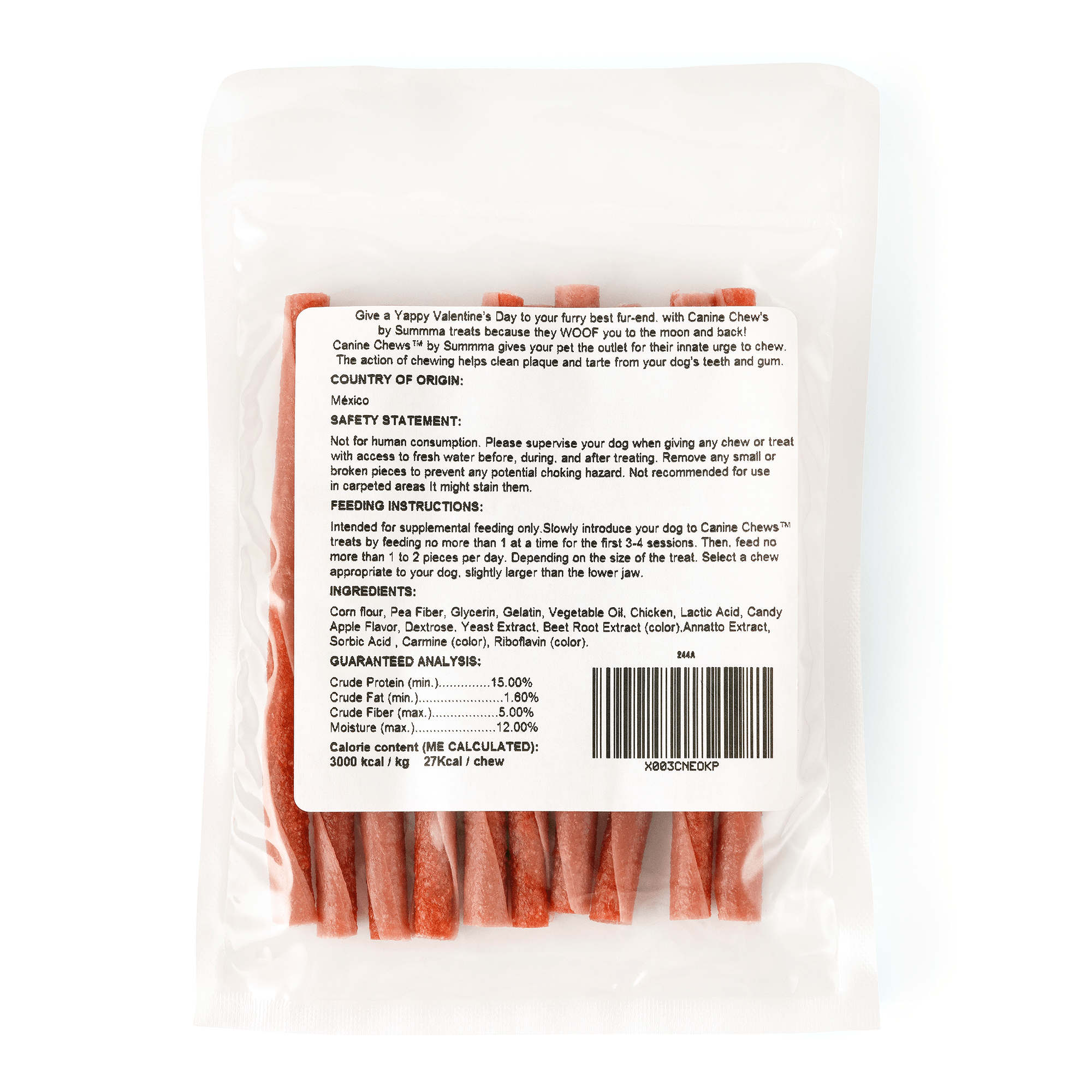 Valentine's 10pk 5" Rawhide Free Dual Color Twist Red/Pink Candy Apple Flavor