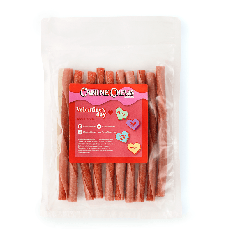 Valentine's 10pk 5" Rawhide Free Dual Color Twist Red/Pink Candy Apple Flavor